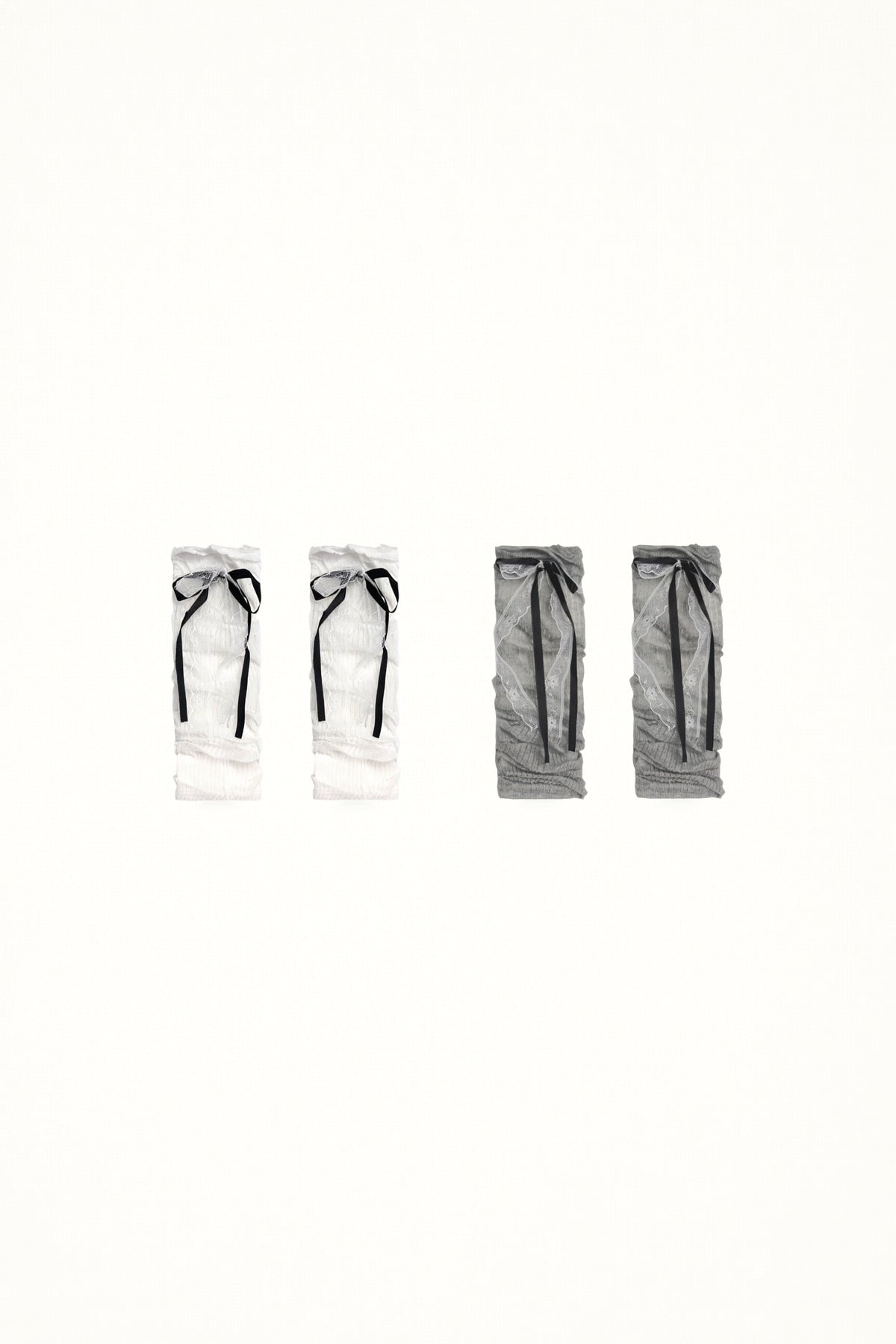 White Socks - Ribbon Bow - Slouched Footless Leg Warmers