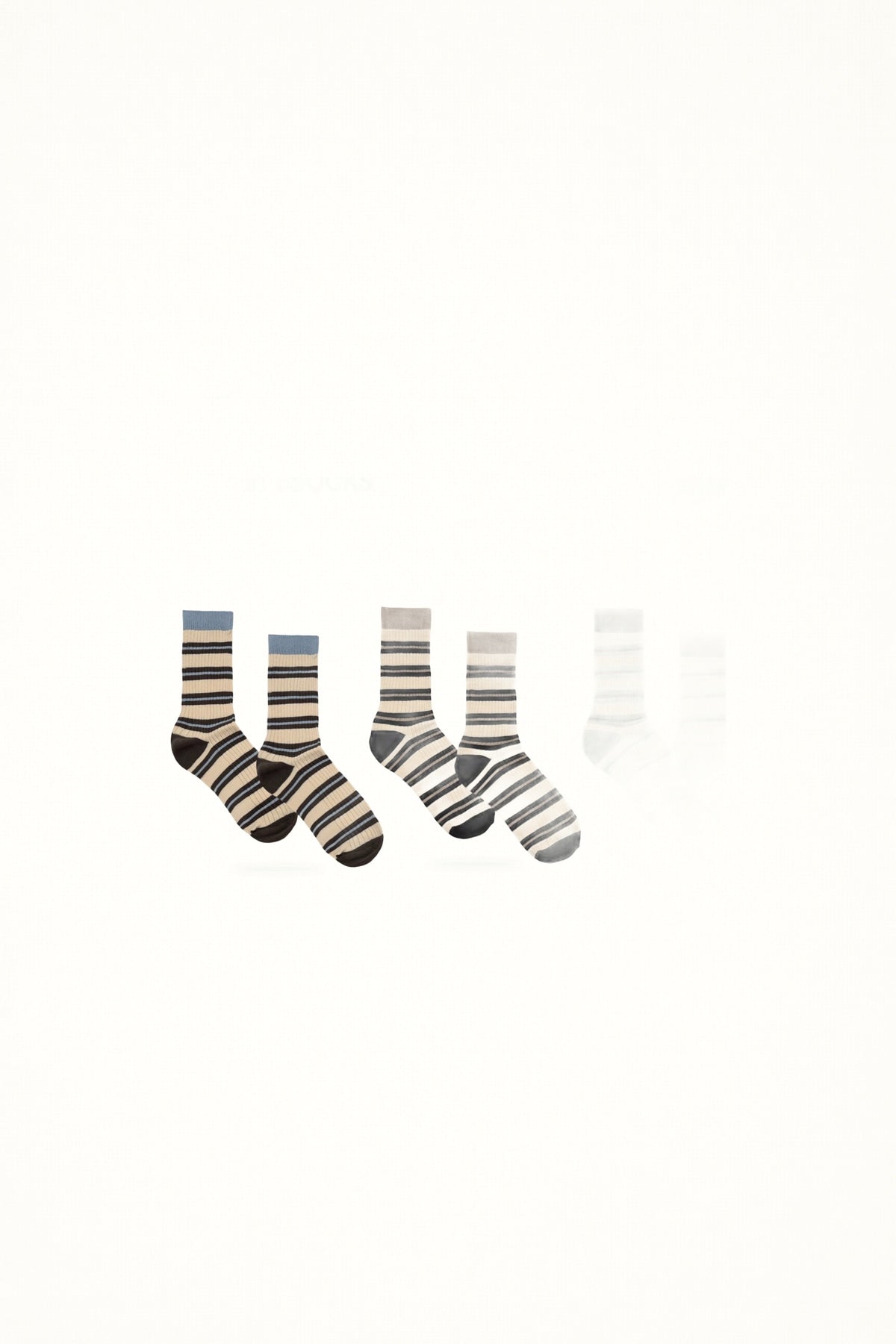 White Socks - Retro Stripe Crew Socks - Colourblock Set