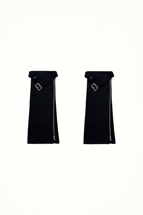 White Socks - Zipper Stack - Black Calf Leg Covers
