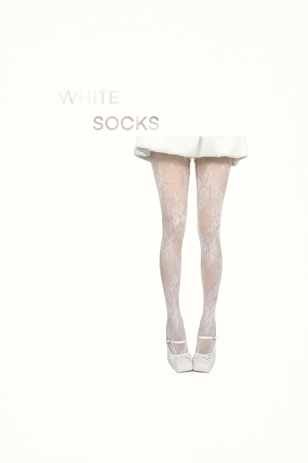 White Socks - Openwork Fishnet - Sheer Tights