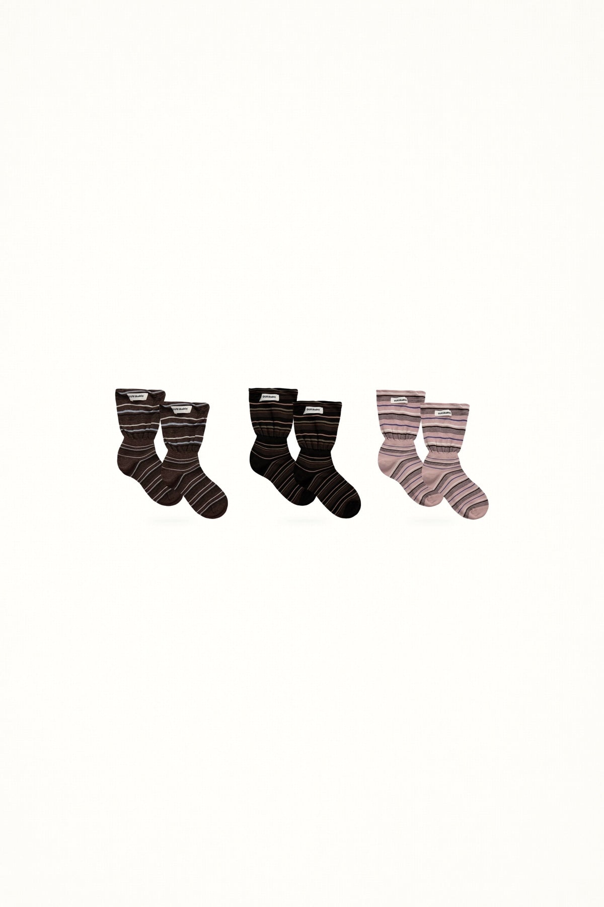 White Socks - Fine Stripe Calf Socks - Soft Cuff