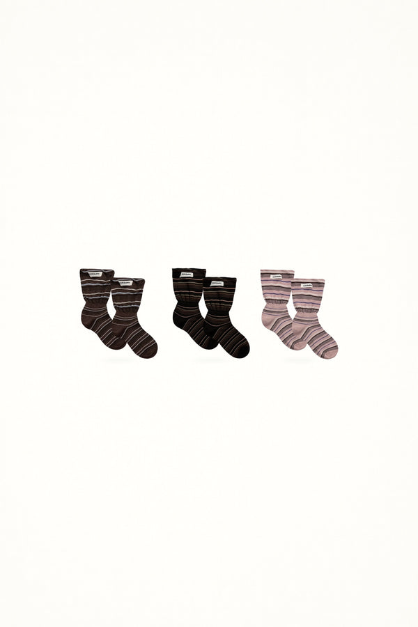 White Socks - Fine Stripe Calf Socks - Soft Cuff