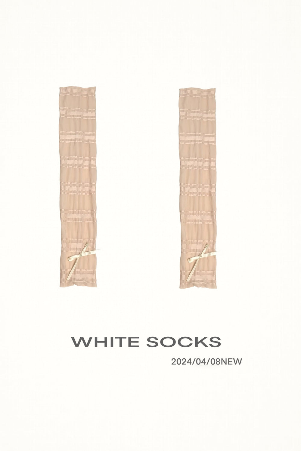 White Socks - Ruched Footless Socks - Bow Detail