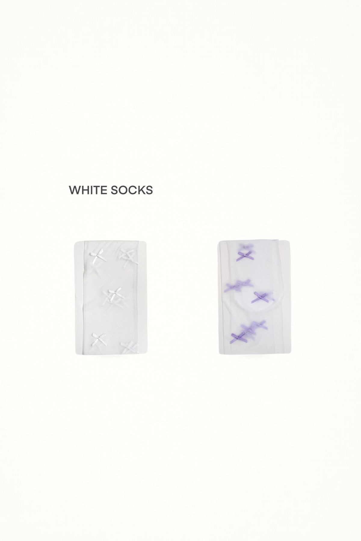 White Socks - Bow Sheer Tights - Footed