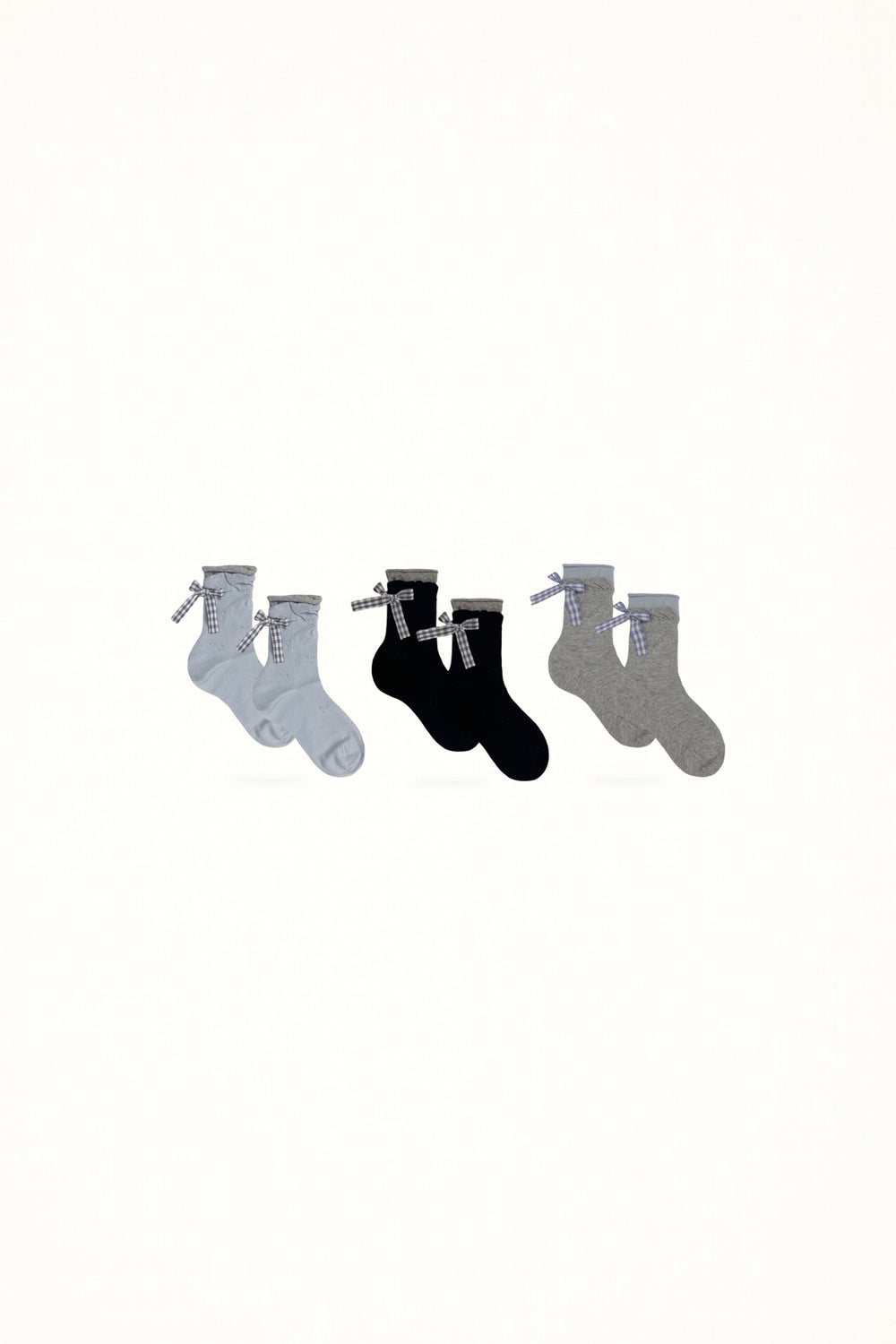 White Socks - Mesh Bow Socks - Mid-Calf