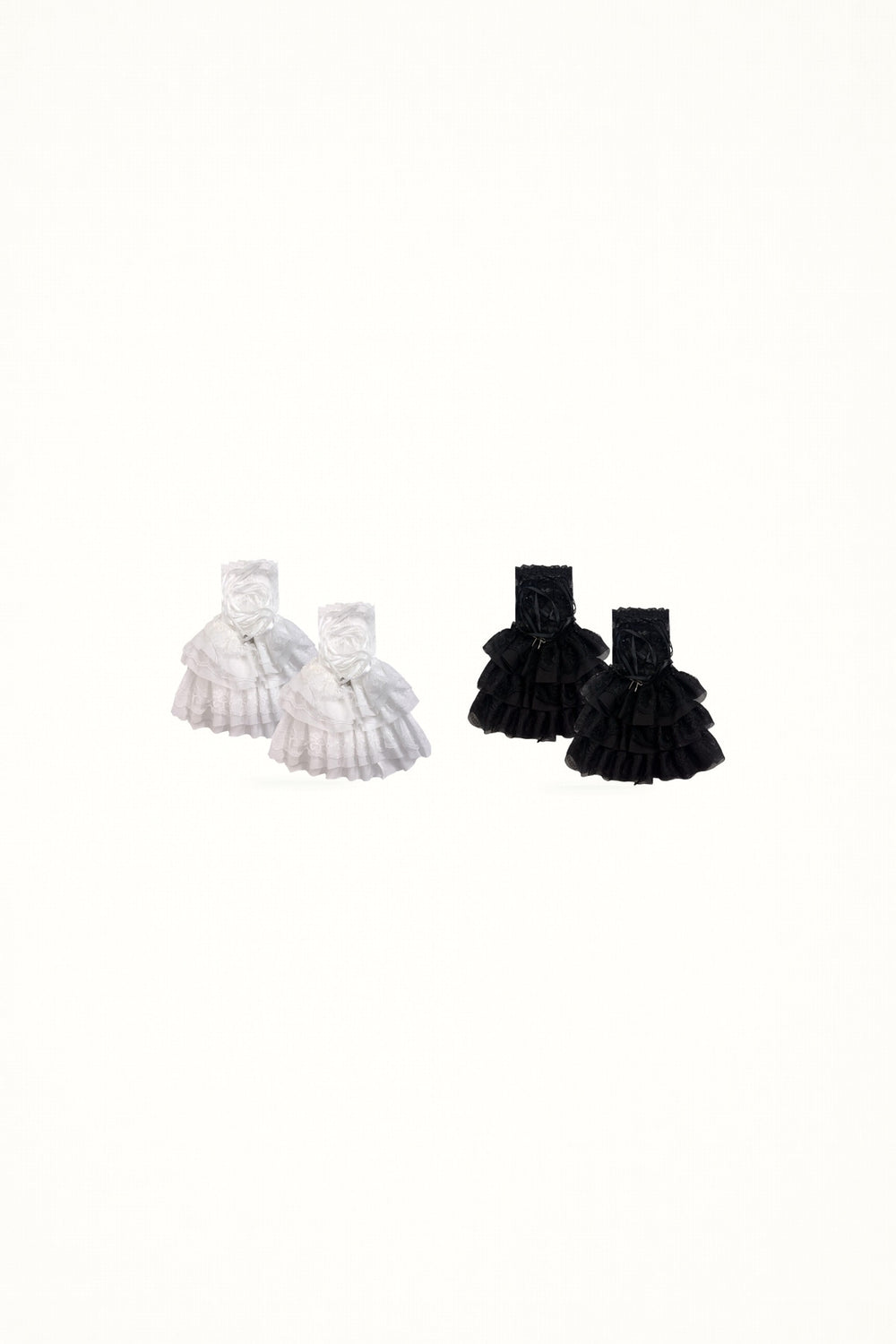 White Socks - Lace Panel Leg Warmers - Ruffled