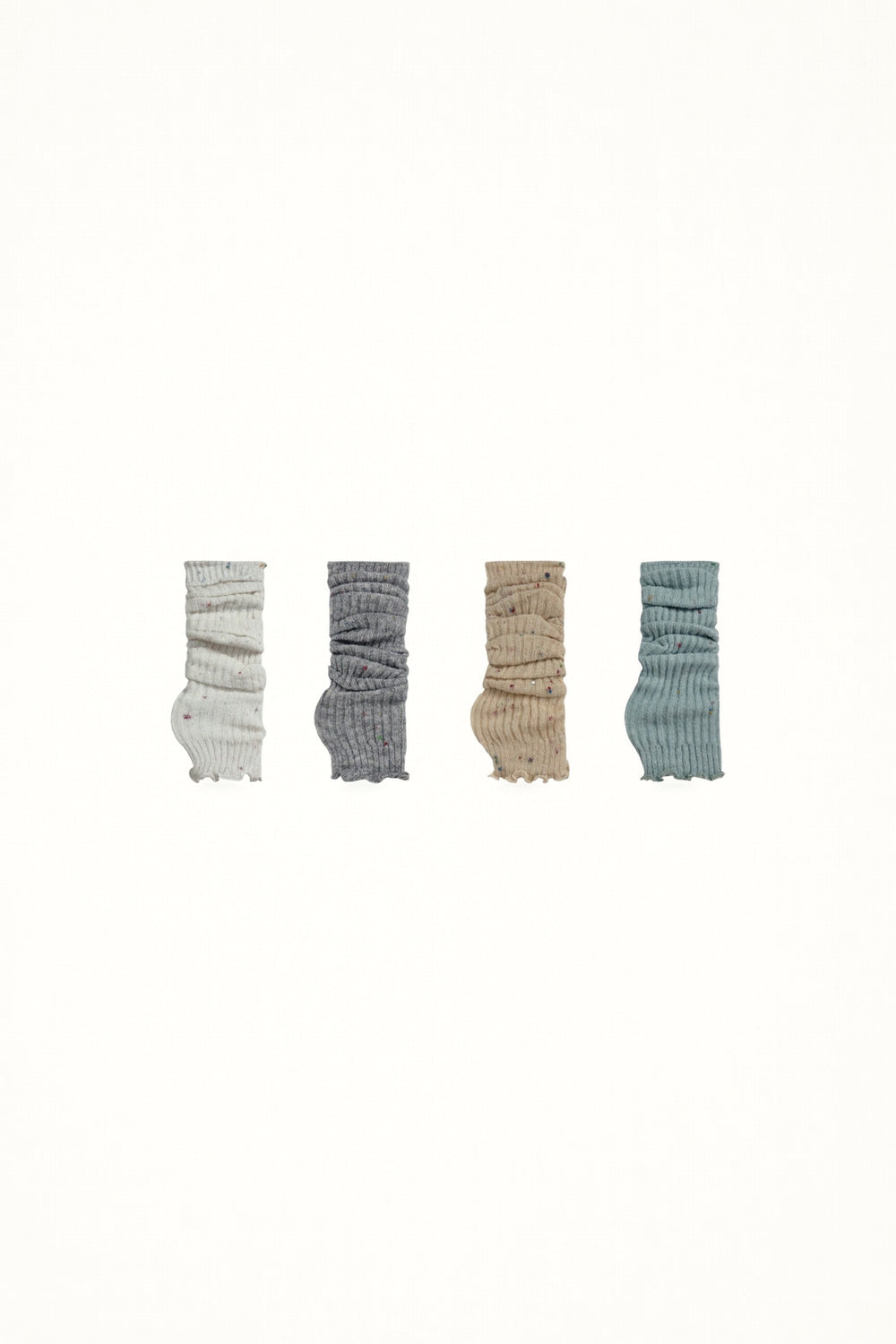 White Socks - Speckled Ribbed - Knit Leg Warmers