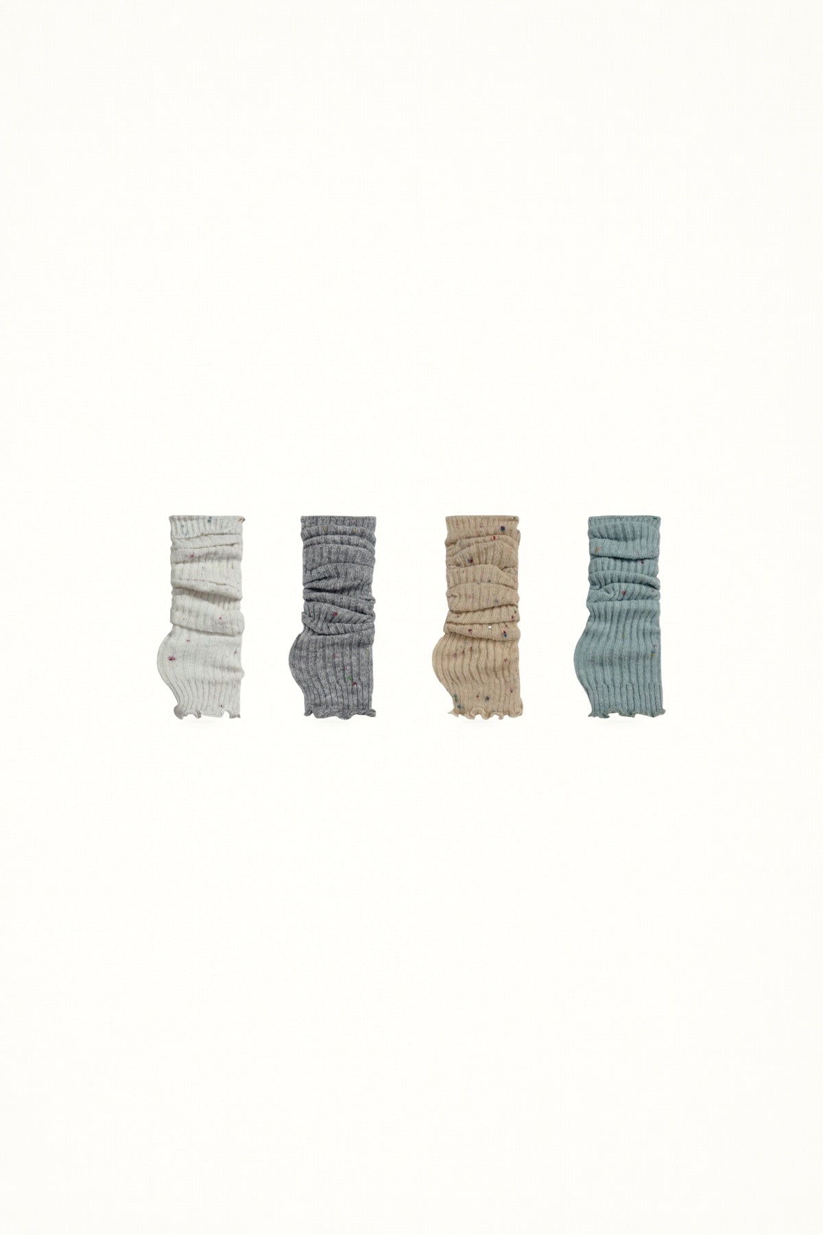 White Socks - Speckled Ribbed - Knit Leg Warmers