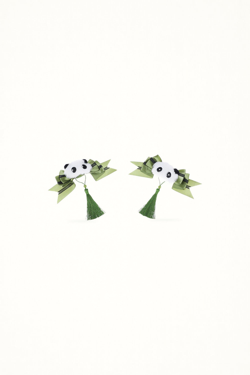 Green Bamboo Panda Bow Clip - Headwear