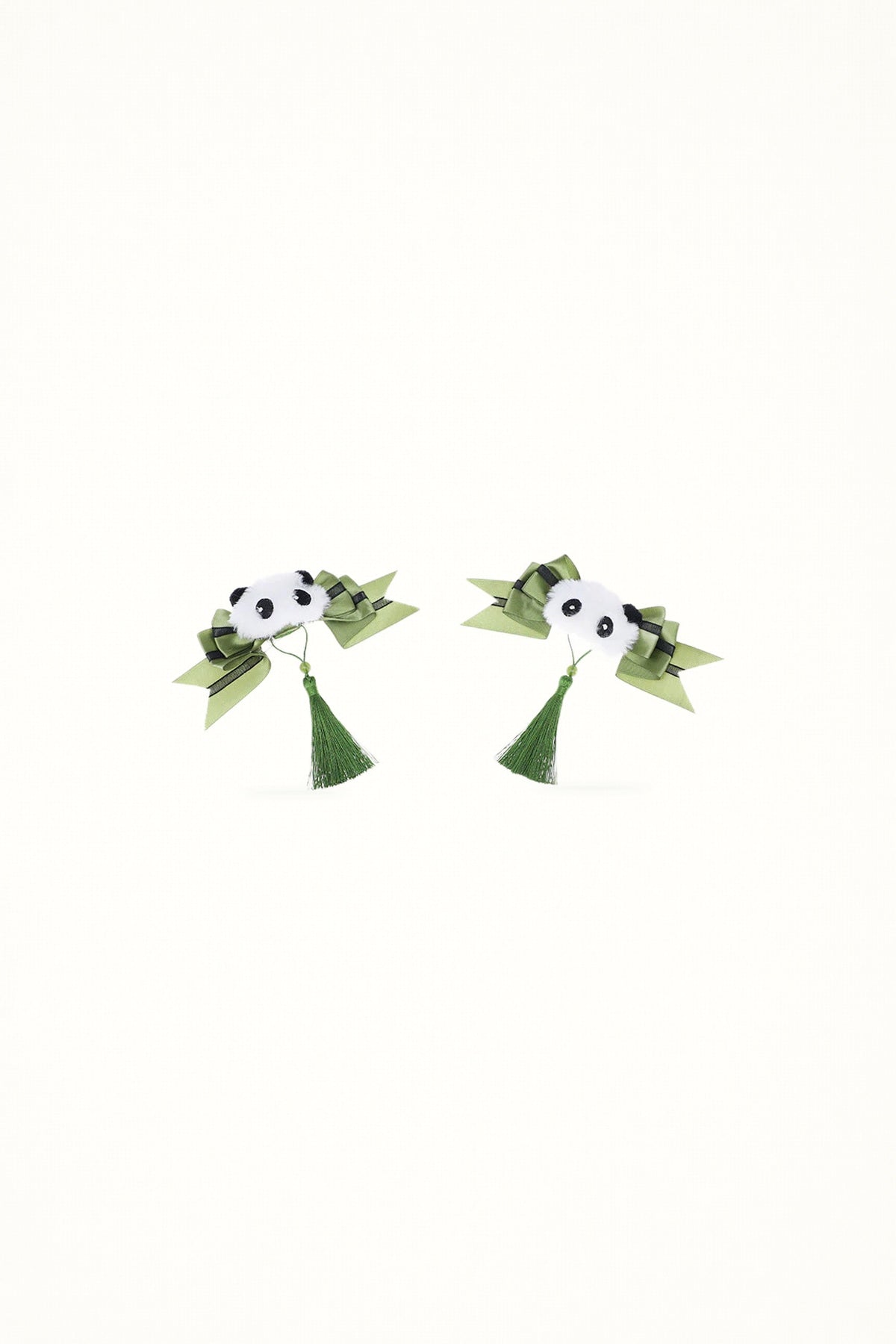 Green Bamboo Panda Bow Clip - Headwear