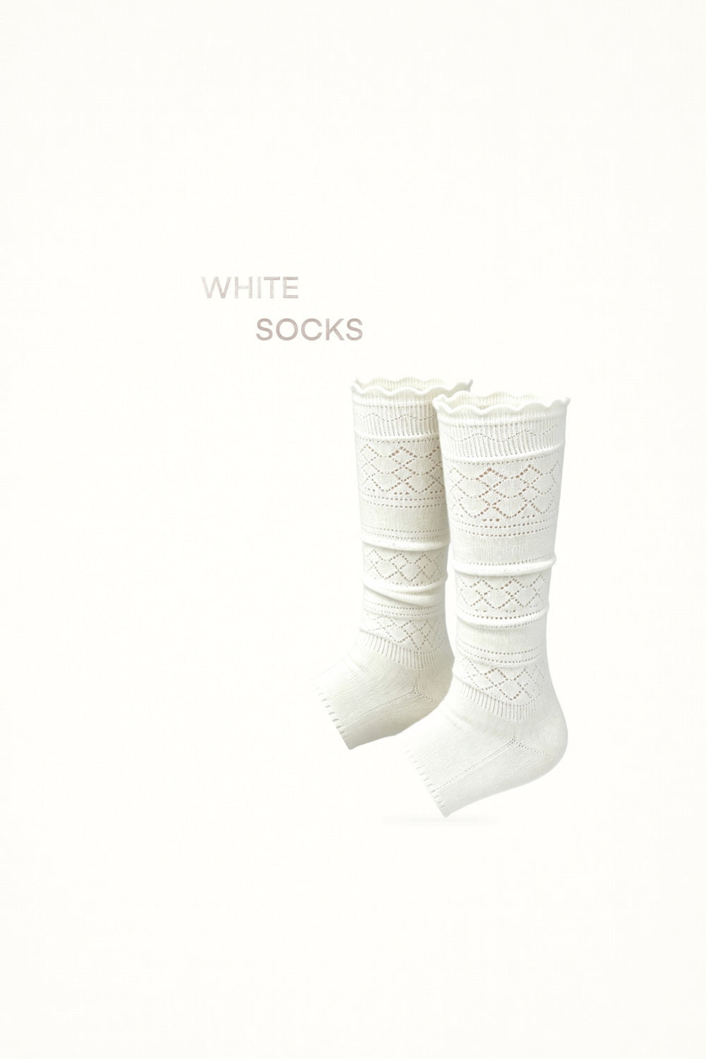 White Socks - Footless Stacked Socks - Openwork Knit