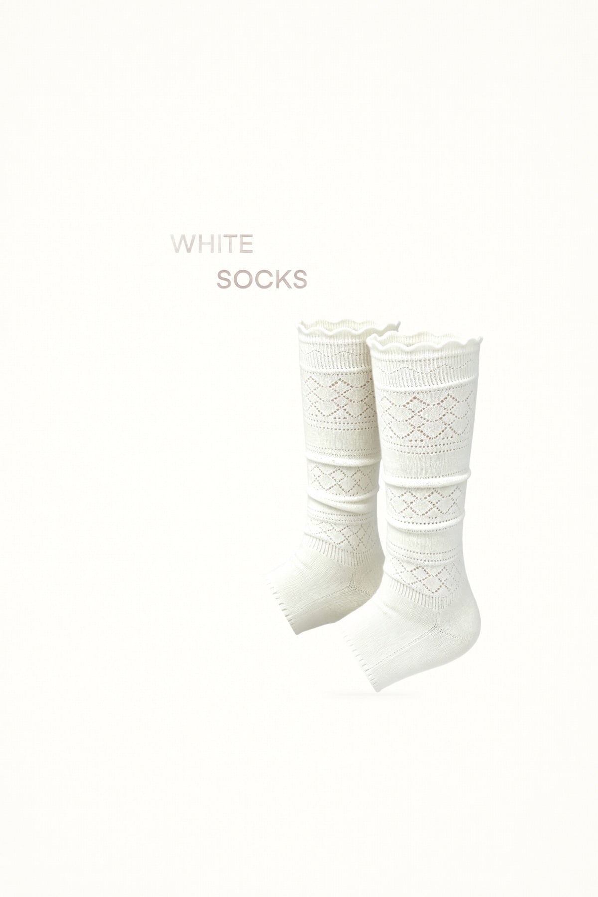 White Socks - Footless Stacked Socks - Openwork Knit