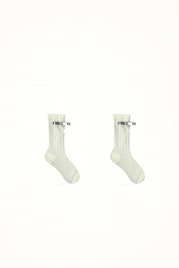 White Socks - Crystal Bow - Short Socks