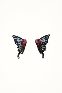 Kekejiang Handmade Workshop - Butterfly Flower - Large Butterfly Hair Clip with Flower Detail - White butterfly + milky white flower single piece