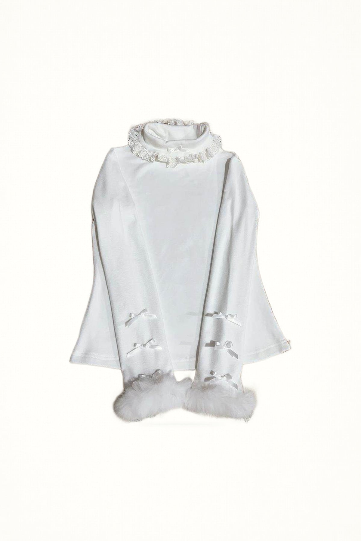 Soft Sweetheart - Long-sleeve knit Lolita top with lace