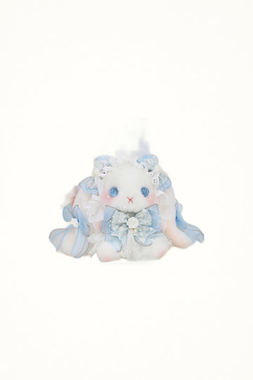 BearStar - Blue Gardenia - Bunny plush bag with blue bow accents
