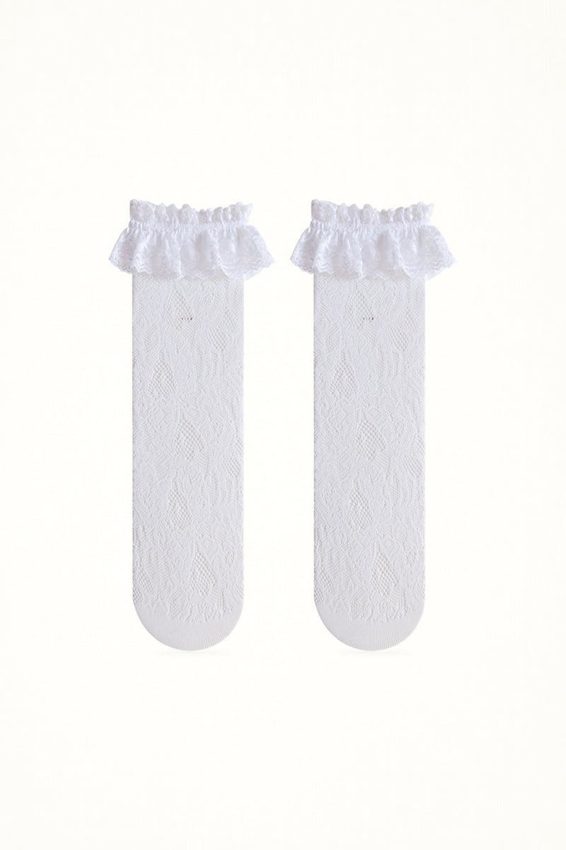 Lace-trim slouch socks