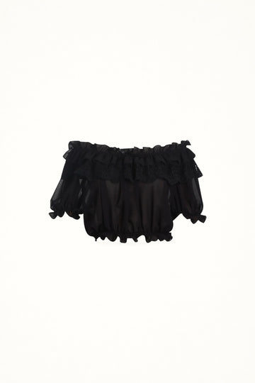 ZhiJinYuan - U-Boot-Ausschnitt Chiffon - Chiffon-Unterhemd mit Spitzenbesatz