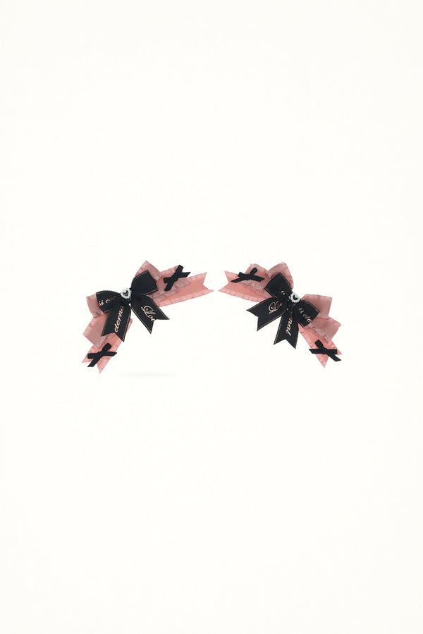 Celebration Day Pink and Black Bow Hairpin - Headwear