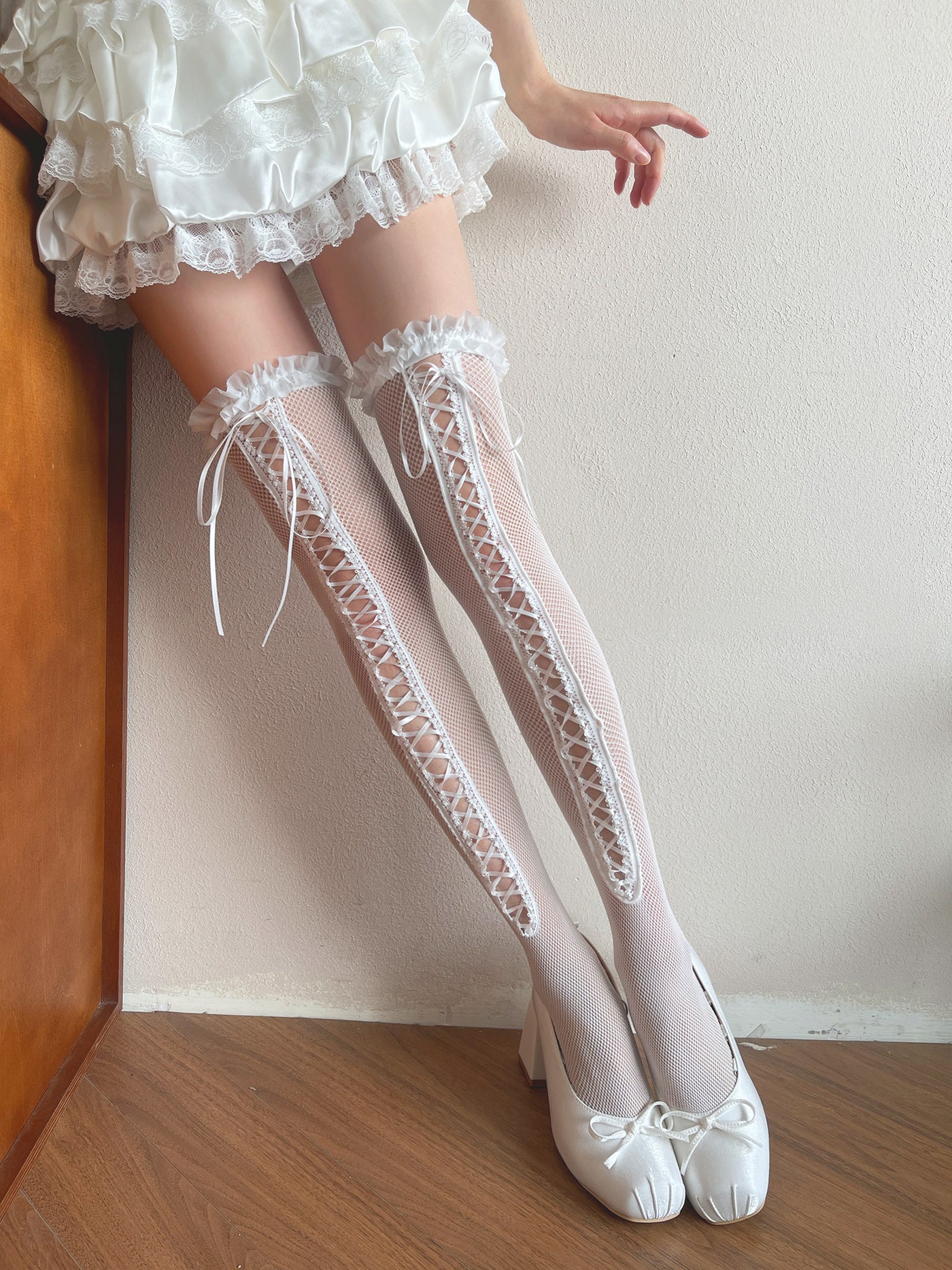Sock Noble - Y2K Ballet Lace Over-Knee Socks - Over-knee socks