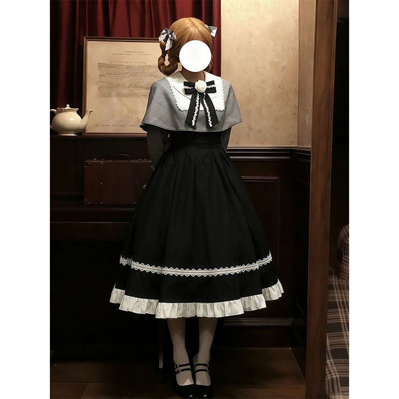 Creamy - Gothic Lolita - Two-piece OP and cloak set with grey bodice