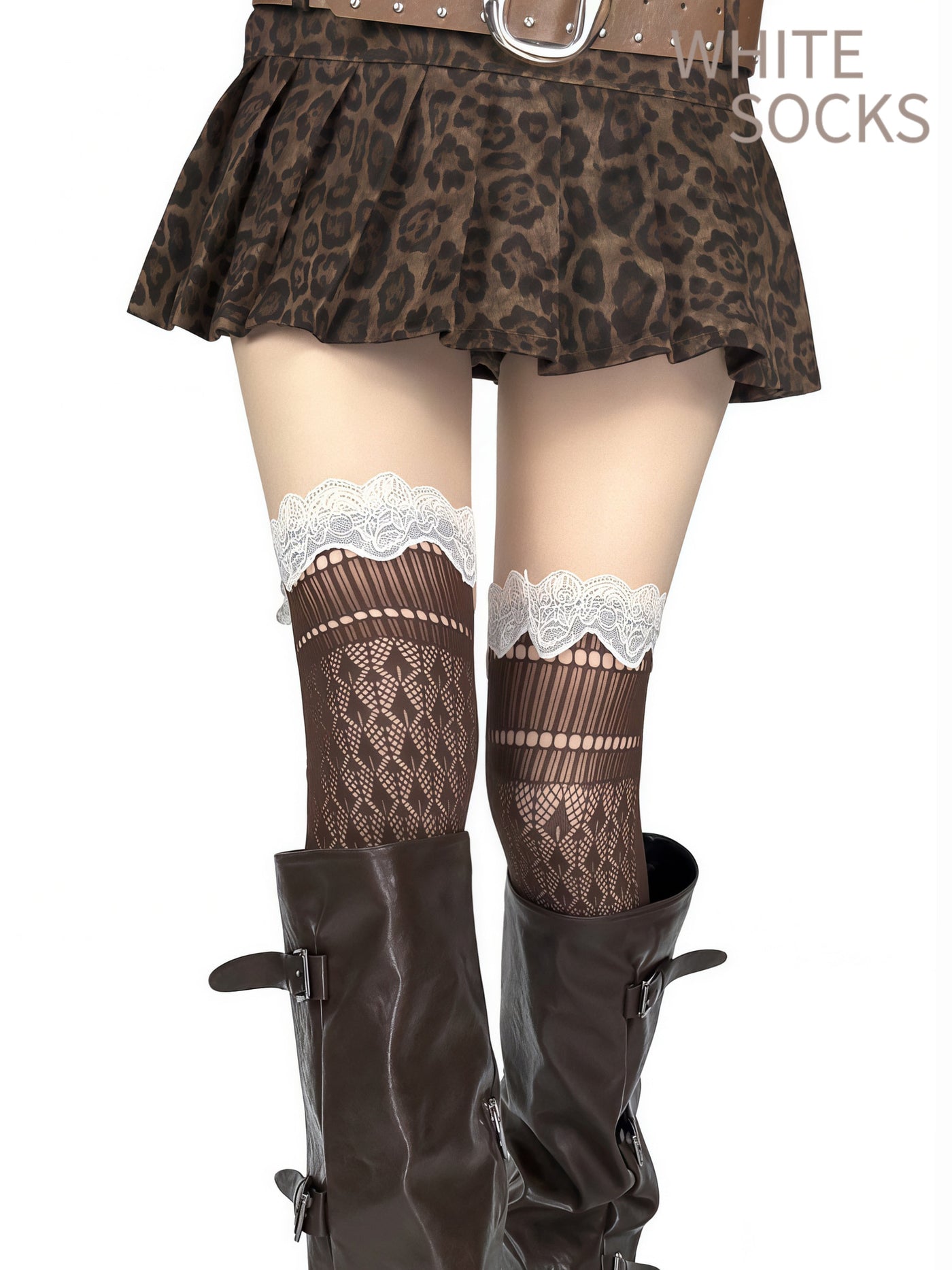 White Socks - Balletcore - Lace trim over-the-knee thigh-high socks