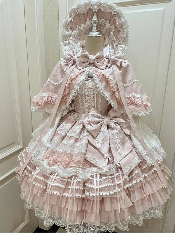 Creamy - Pink Ribbon Dress - JSK Ensemble with Cloak