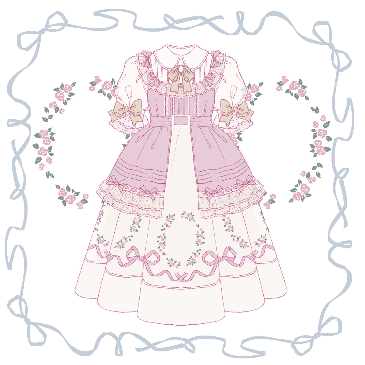 Baozi Pig - Rose Afternoon Tea - Sweet Lolita one-piece dress