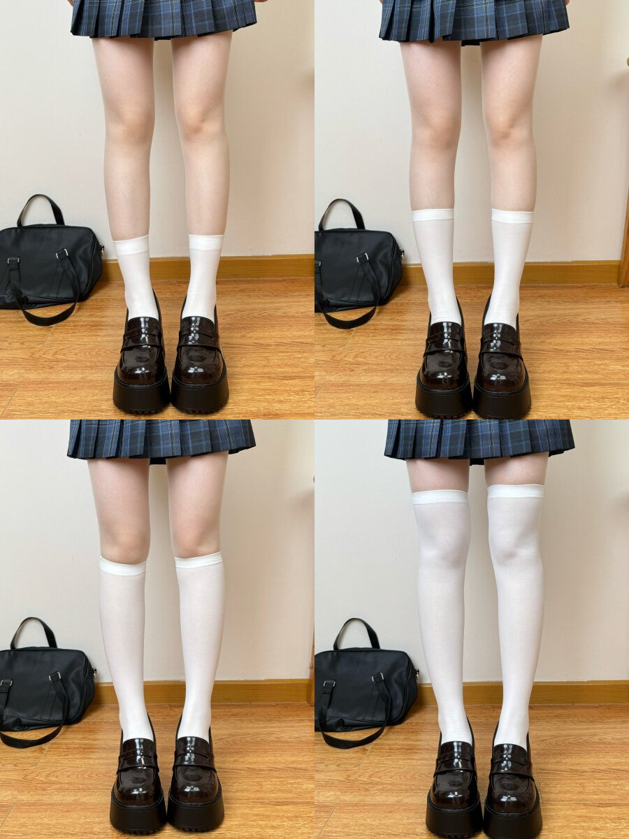 Milk yellow mid-short velvet JK socks