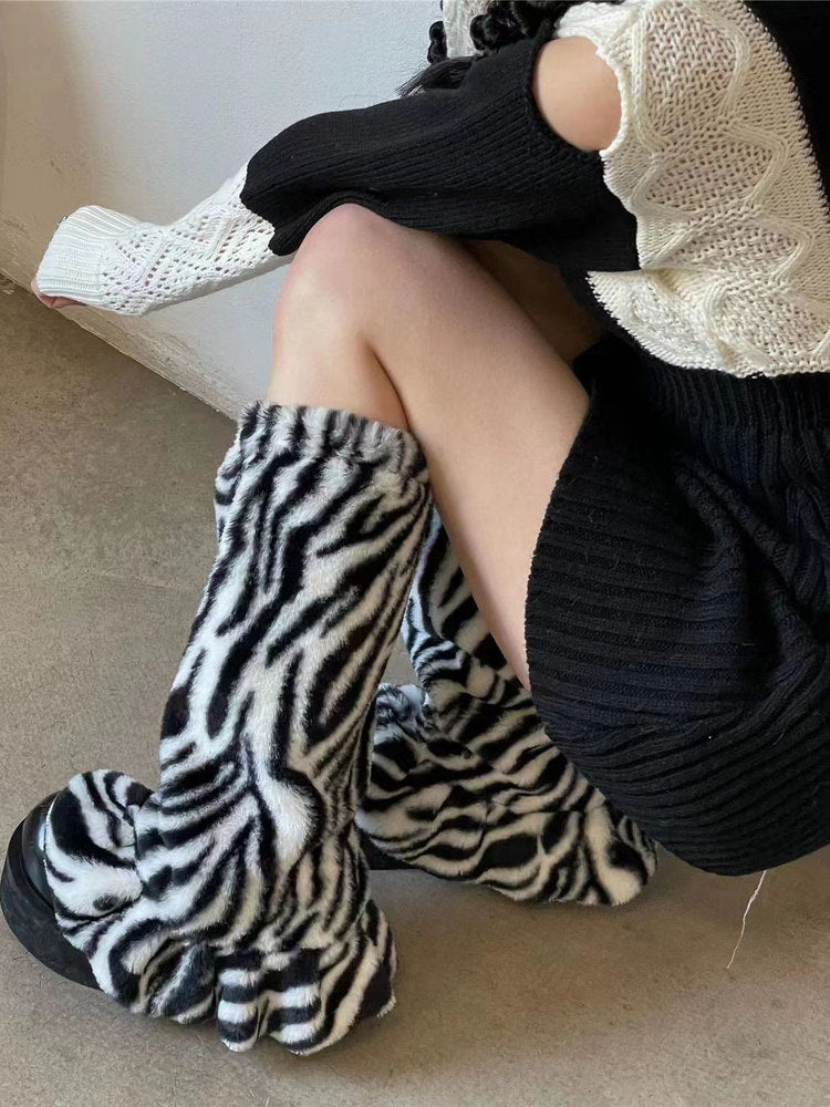 Fantasy Doll - Zebra Stripe - Plush Leg Warmers