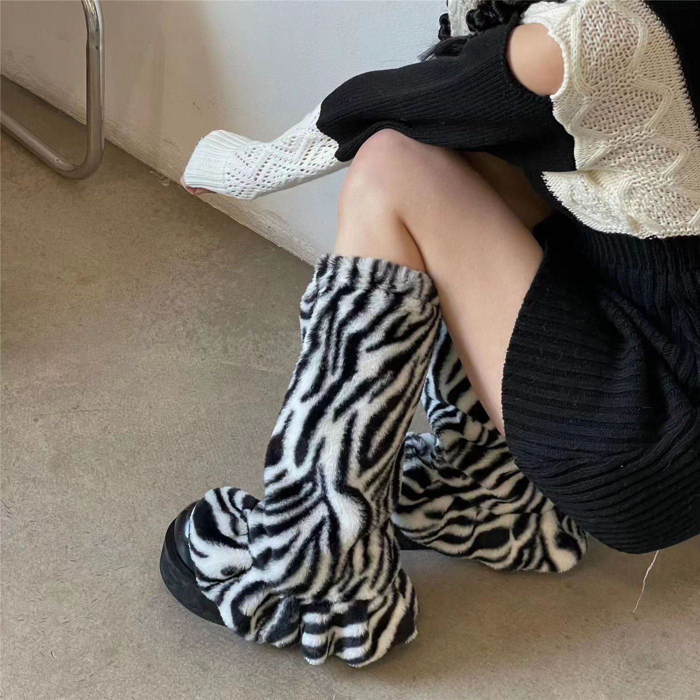 Fantasy Doll - Zebra Stripe - Plush Leg Warmers
