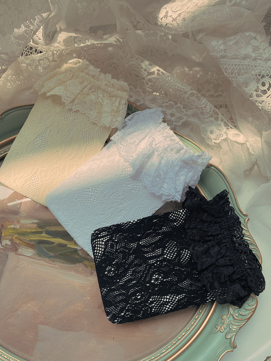 Black Magnolia slouchy Lolita lace socks