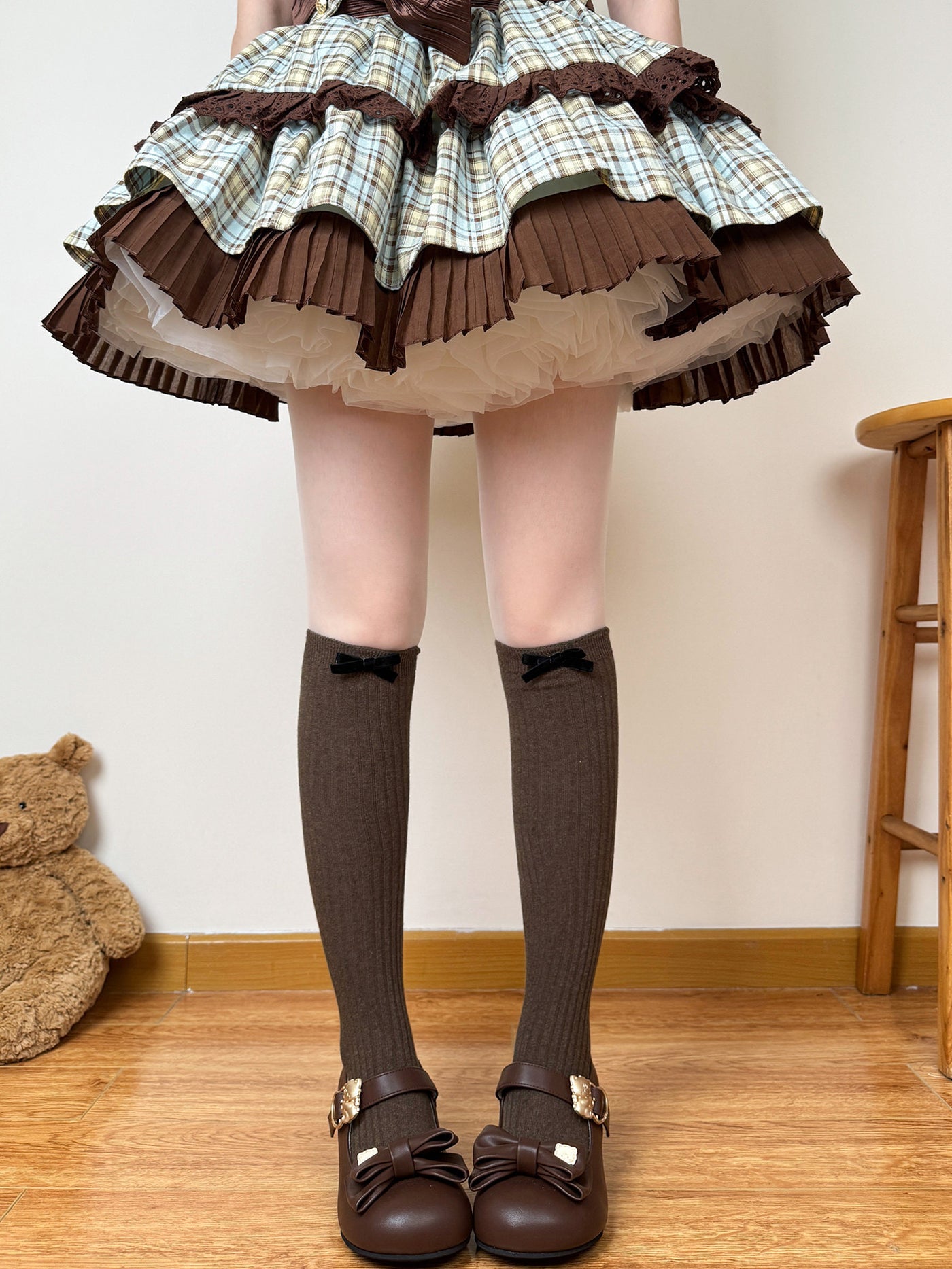 Chubby Bear Tales - Bow Accent Mid-Calf Sock Collection - Lolita mid-calf sock