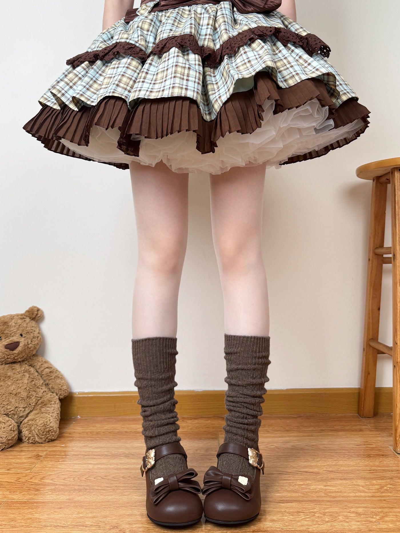 Chubby Bear Tales - Bow Accent Mid-Calf Sock Collection - Lolita mid-calf sock