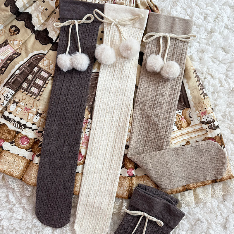 Milky Star Qiaoqiao - Sweet Lolita Over-the-Knee Socks - Vertical cable