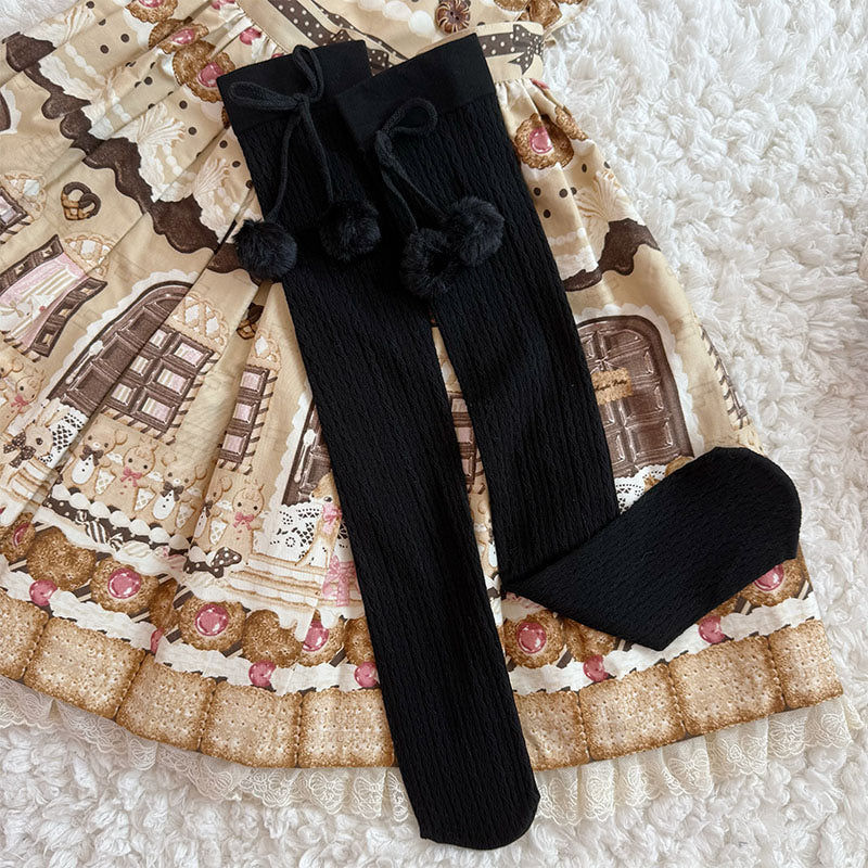 Milky Star Qiaoqiao - Sweet Lolita Over-the-Knee Socks - Vertical cable
