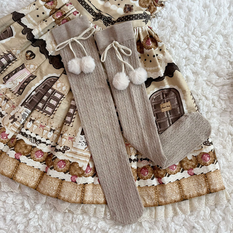 Milky Star Qiaoqiao - Sweet Lolita Over-the-Knee Socks - Vertical cable