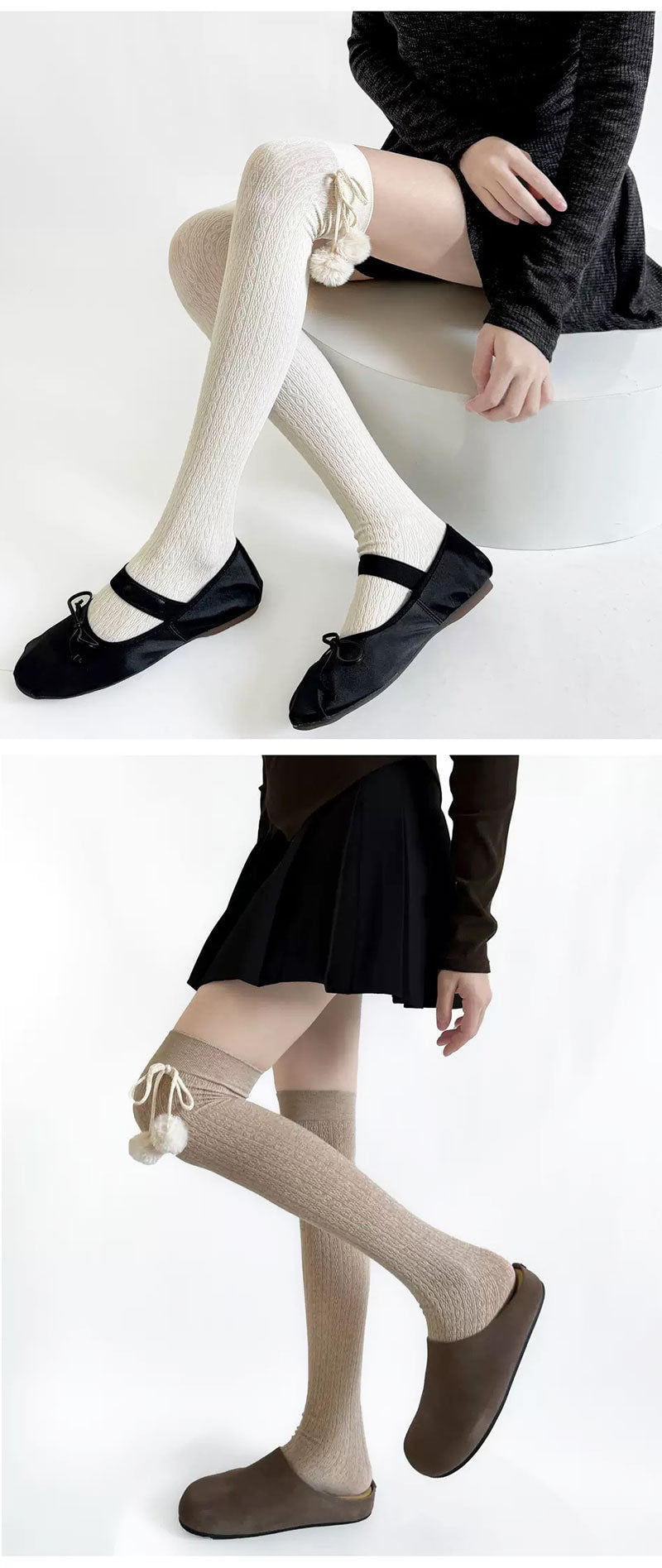 Milky Star Qiaoqiao - Sweet Lolita Over-the-Knee Socks - Vertical cable