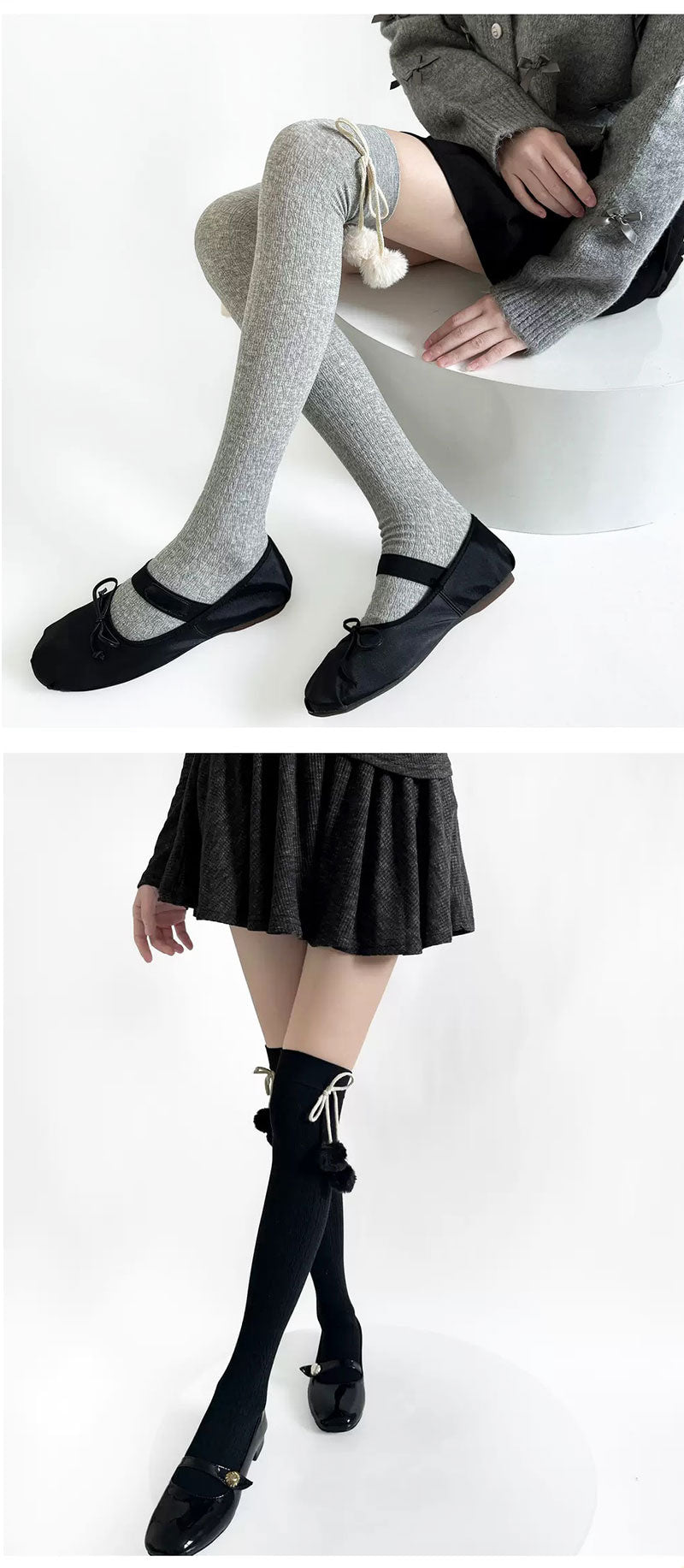 Milky Star Qiaoqiao - Sweet Lolita Over-the-Knee Socks - Vertical cable