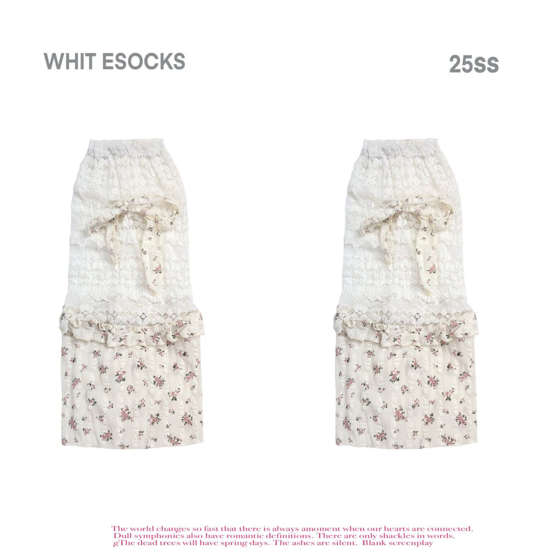 White Socks - Floral Lace - Mid-Calf Sock Covers