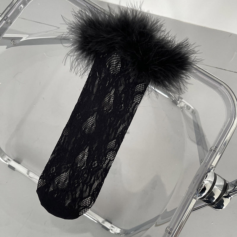 Sock Noble - Y2K Feather Lace Socks - Stacked mid-calf lolita
