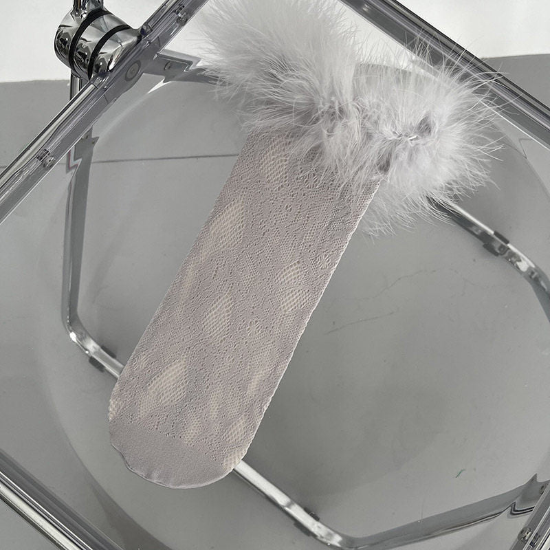Sock Noble - Y2K Feather Lace Socks - Stacked mid-calf lolita