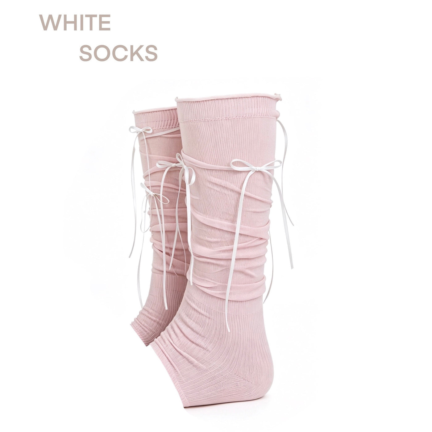 White Socks - Ribbon Slouch Socks - Calf Length