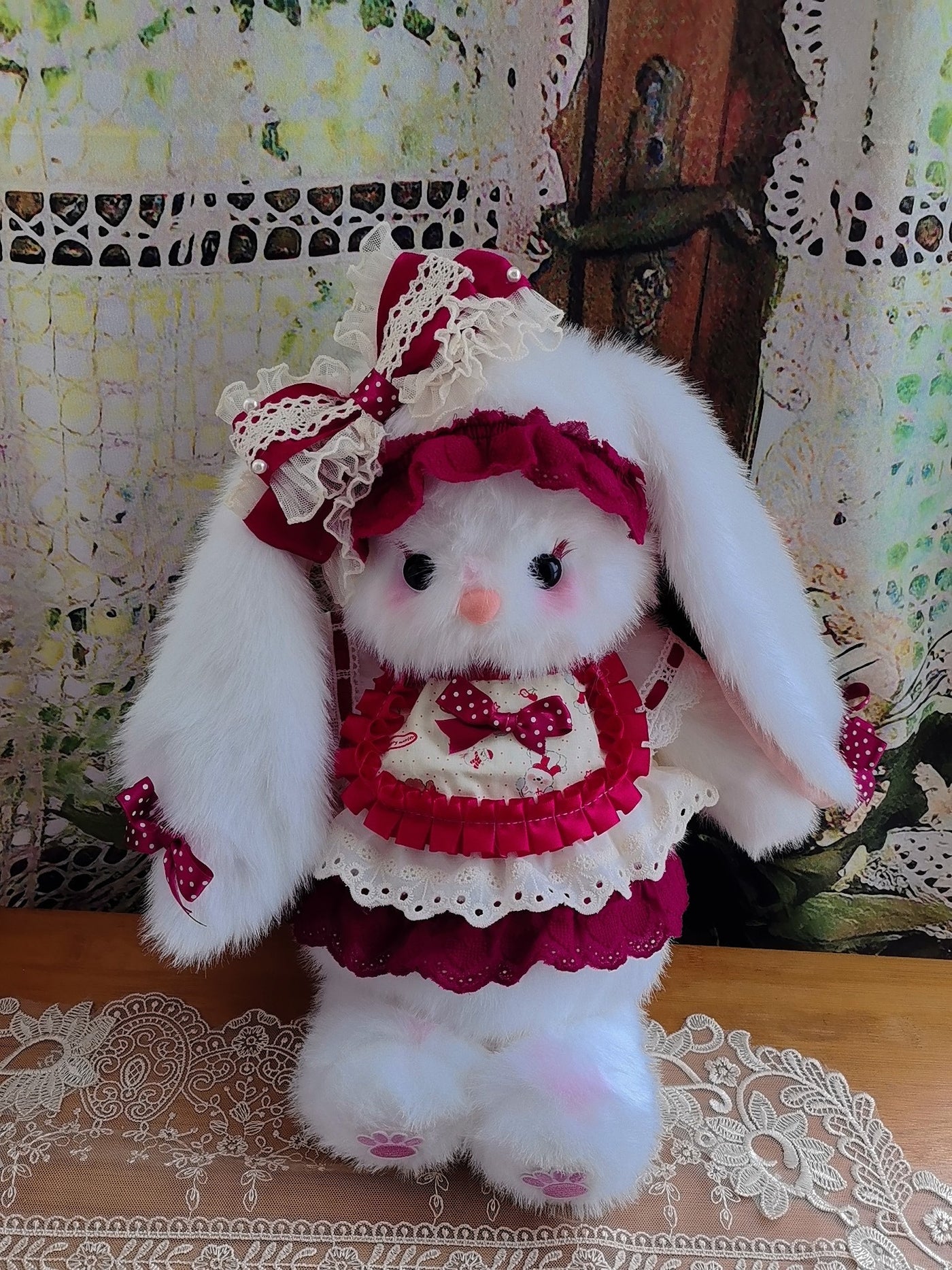 DreamHug Bear - Sweet Lolita - Plush lop-eared rabbit doll handbag with lace