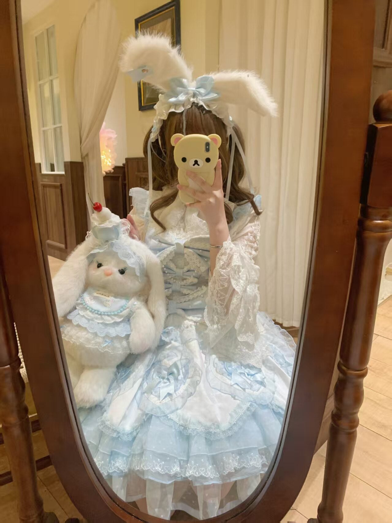 DreamHug Bear - Sweet Lolita - Plush lop-eared rabbit doll handbag with lace