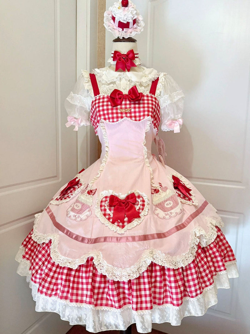 Pink Sweet Lolita dress with optional matching cape accessory