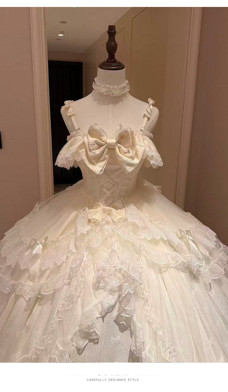 Emoji Dream - Romantic Formal Lolita Gown - Off-shoulder one-piece