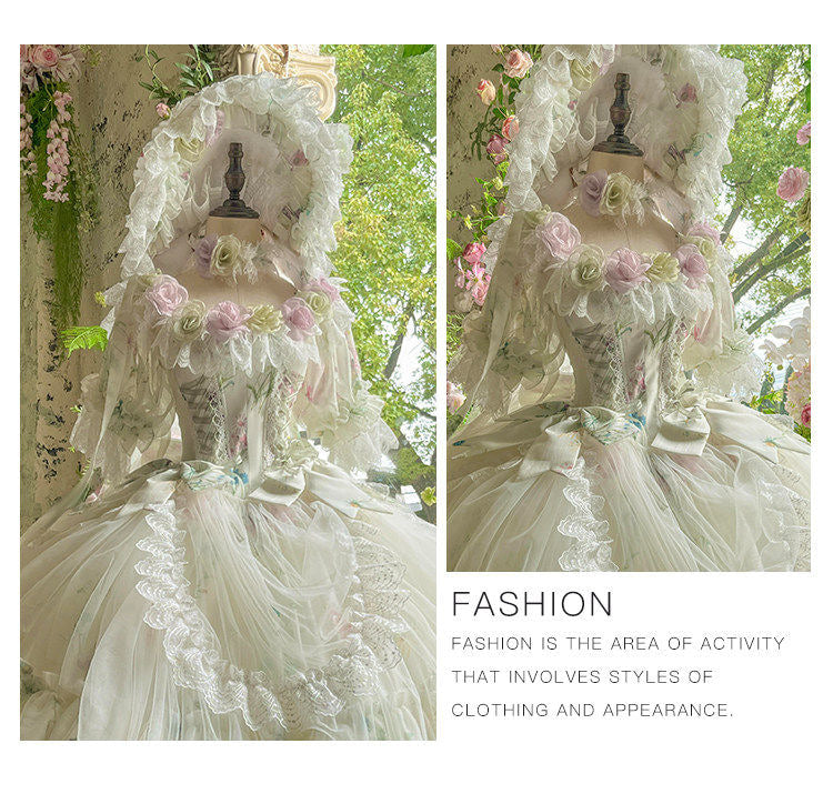 Flora Muse - Spring Rose Bridal Lolita Gown - Ivory formal Lolita