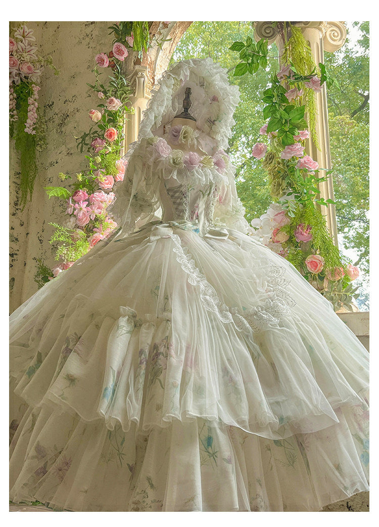 Flora Muse - Spring Rose Bridal Lolita Gown - Ivory formal Lolita