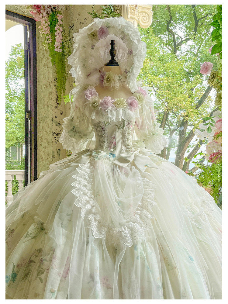 Flora Muse - Spring Rose Bridal Lolita Gown - Ivory formal Lolita
